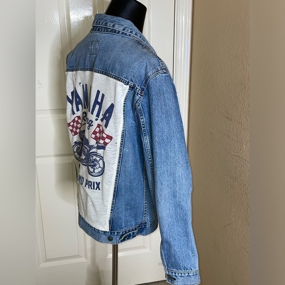 Unisex Gap Denim Gap Customized , Medium Wash Denim Icon Jean Jacket, Sz Large   - Picture 6 of 16